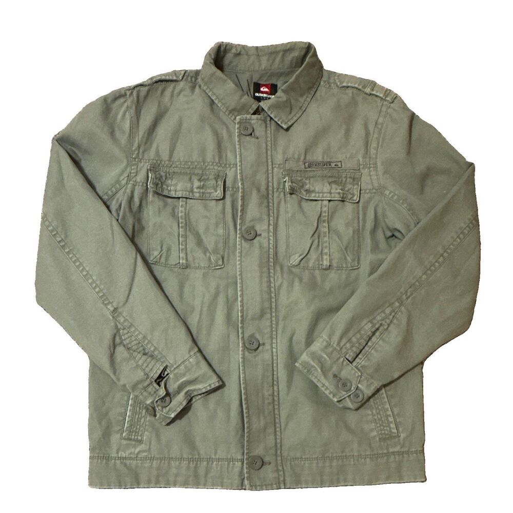 Quiksilver Men's Green Military Button Front Jacket w/ Pockets Size L